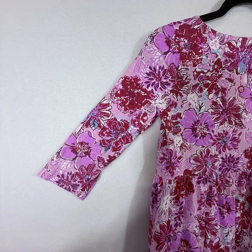 Lilly Pulitzer Lilac Thistle In The Wild Flowers Mini Geanna Dress XL 12/14 Pink
